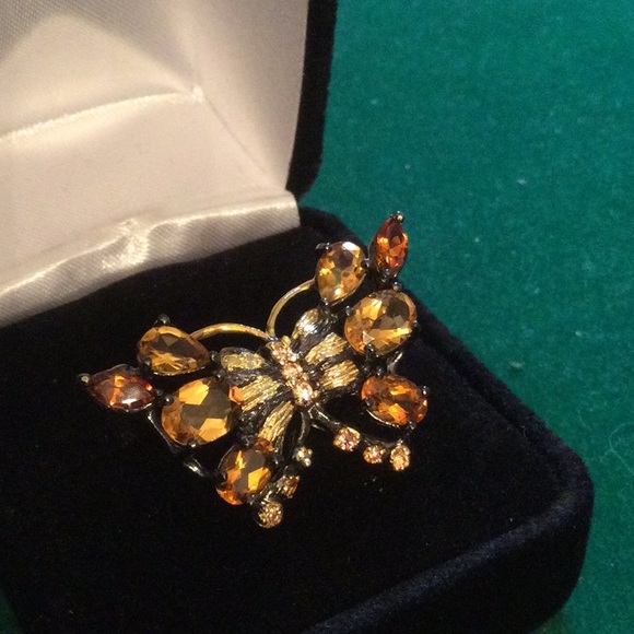 Exquisite Genuine Citrine Butterfly Ring - Picture 3 of 9